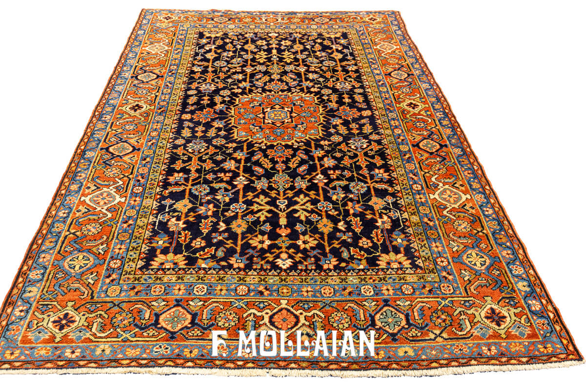 Antique Heriz Rug Deep Blue Field Color n°:703702